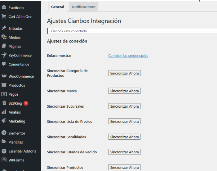 Configuración de la integración entre WooCommerce y Cianbox